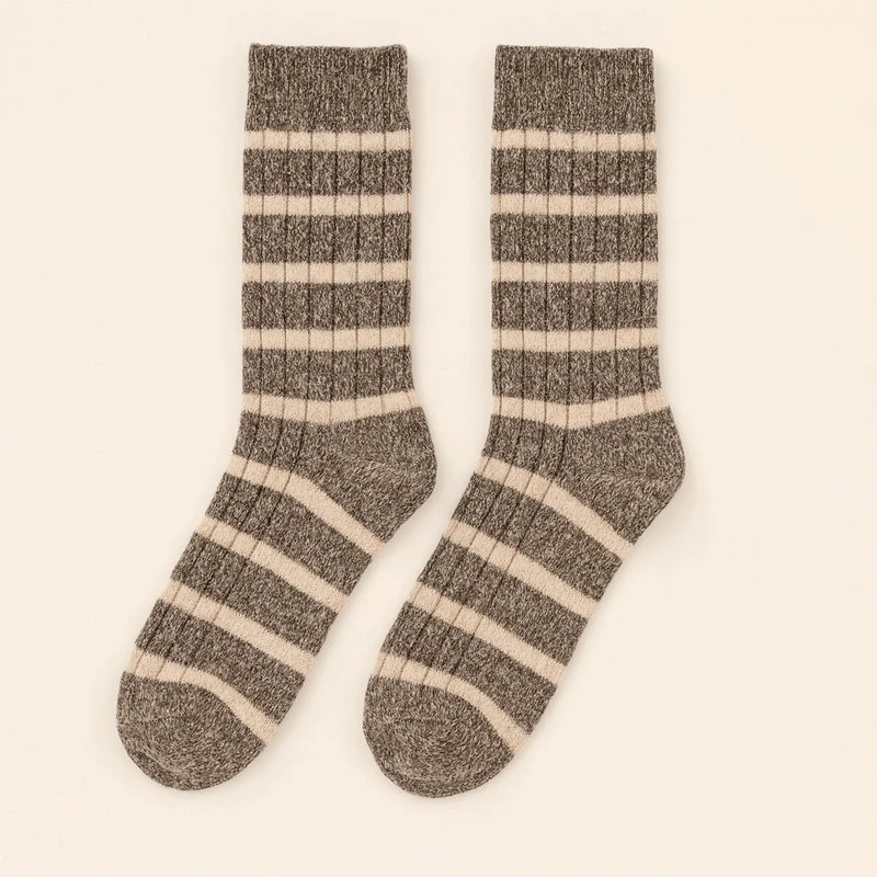 "Marina" Striped Ribbed Crew Sock