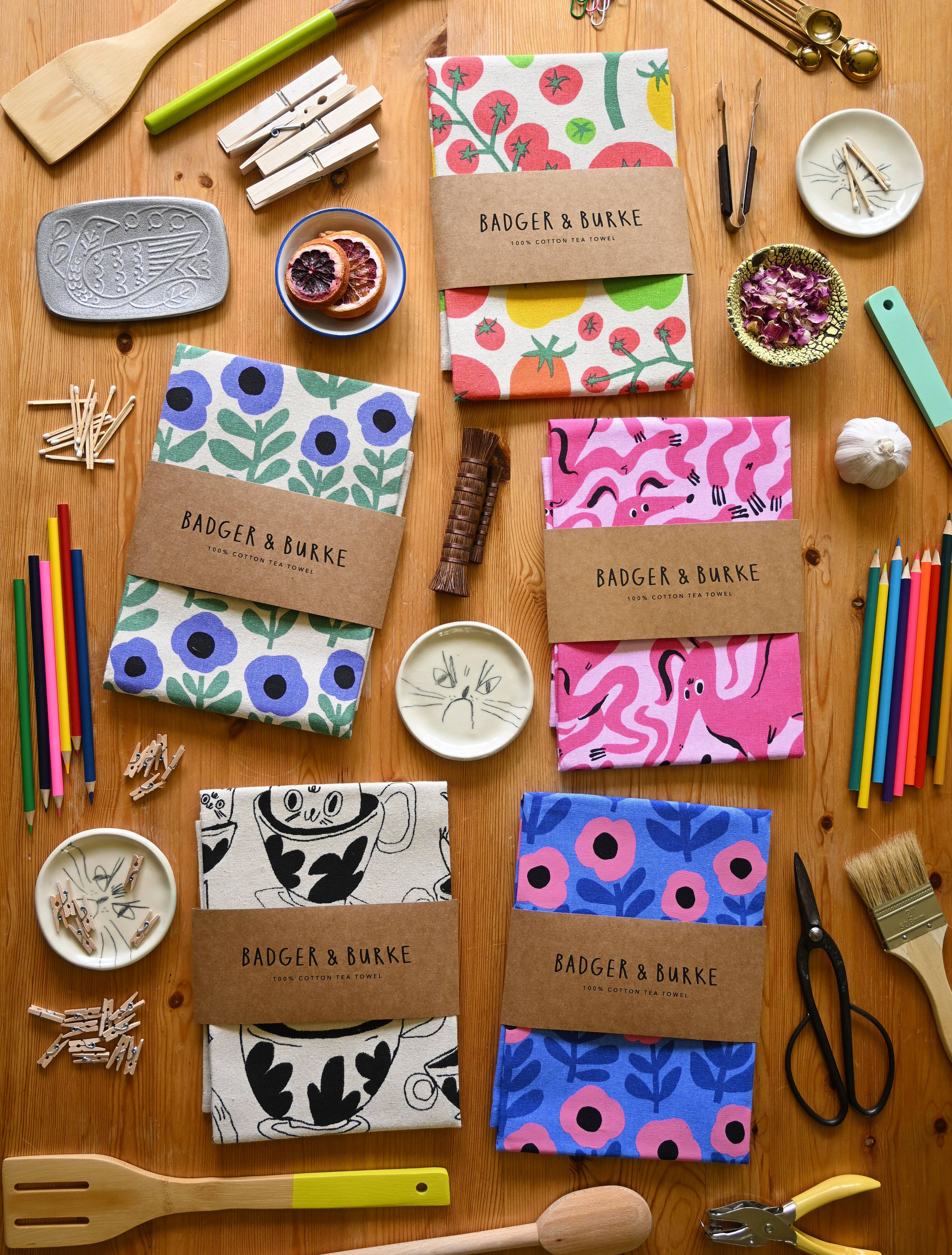 Pink Poppy Tea Towel