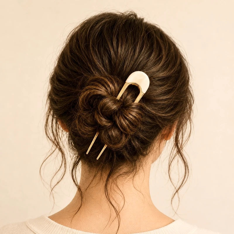 "Claudette" Metal & Acrylic French Hair Pin