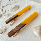 "Simone" Wood & Acetate Duckbill Hair Clips