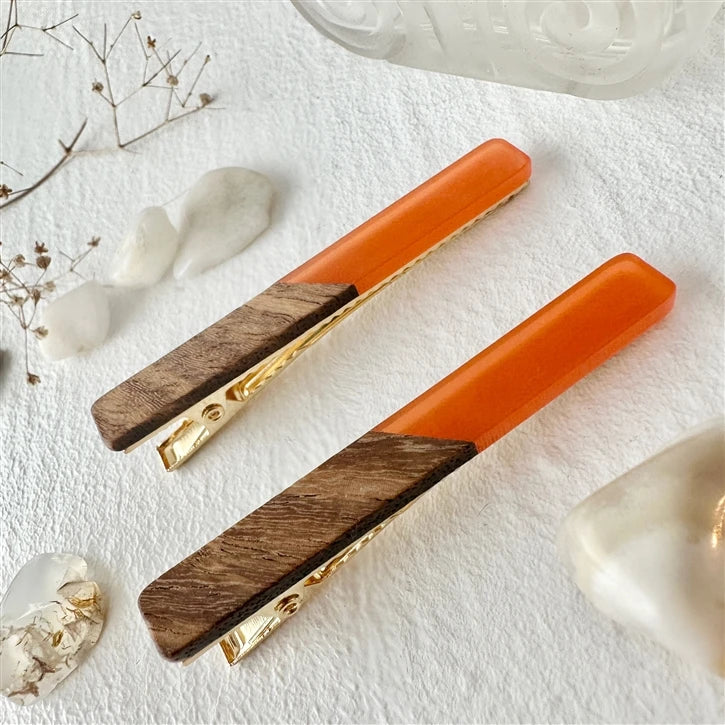 "Simone" Wood & Acetate Duckbill Hair Clips