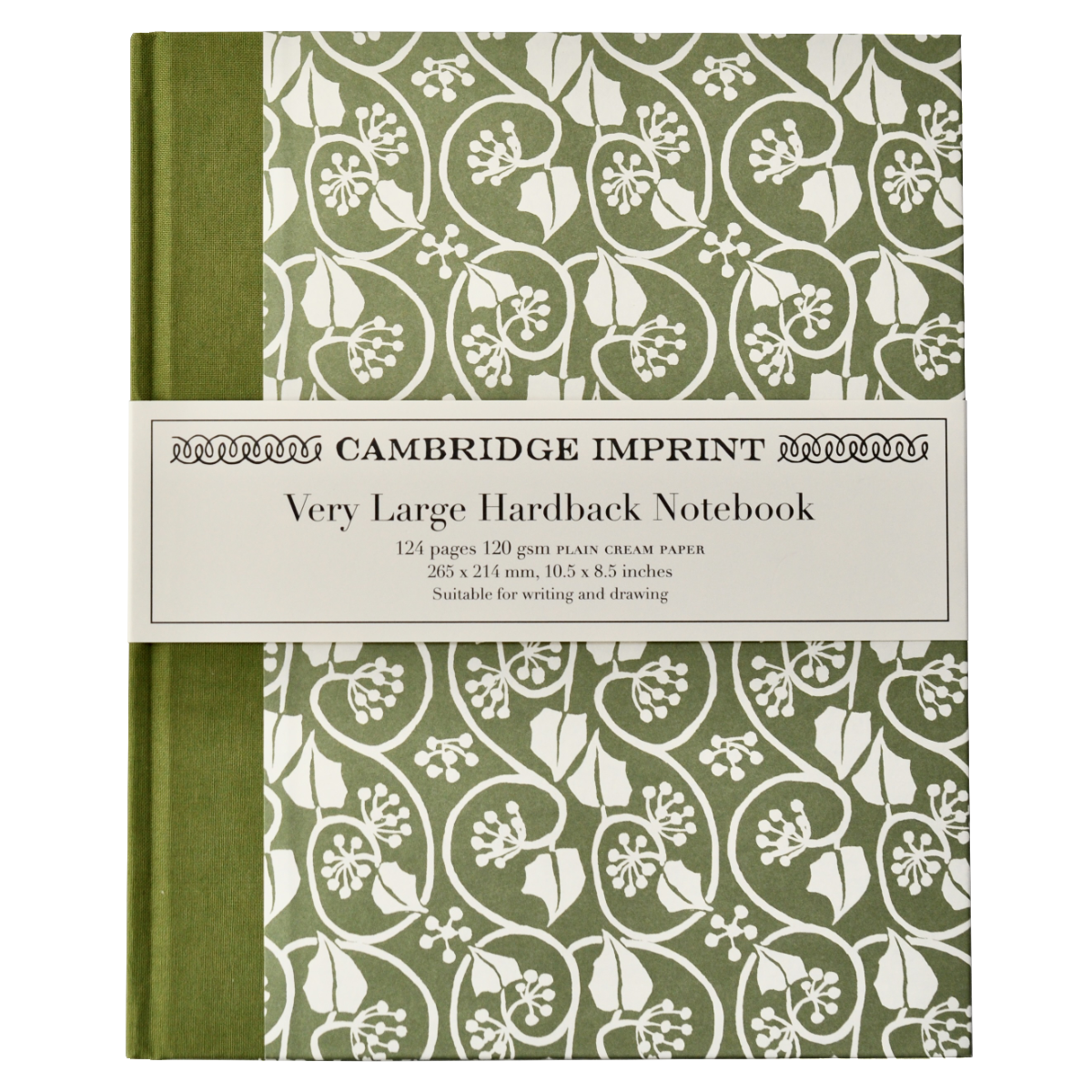 Very Large Hardback Notebook Small Ivy Stripe Sage Green