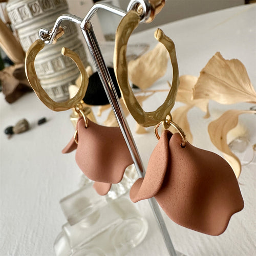 "Aurelia" Rose Petal Drop Earrings in Gold