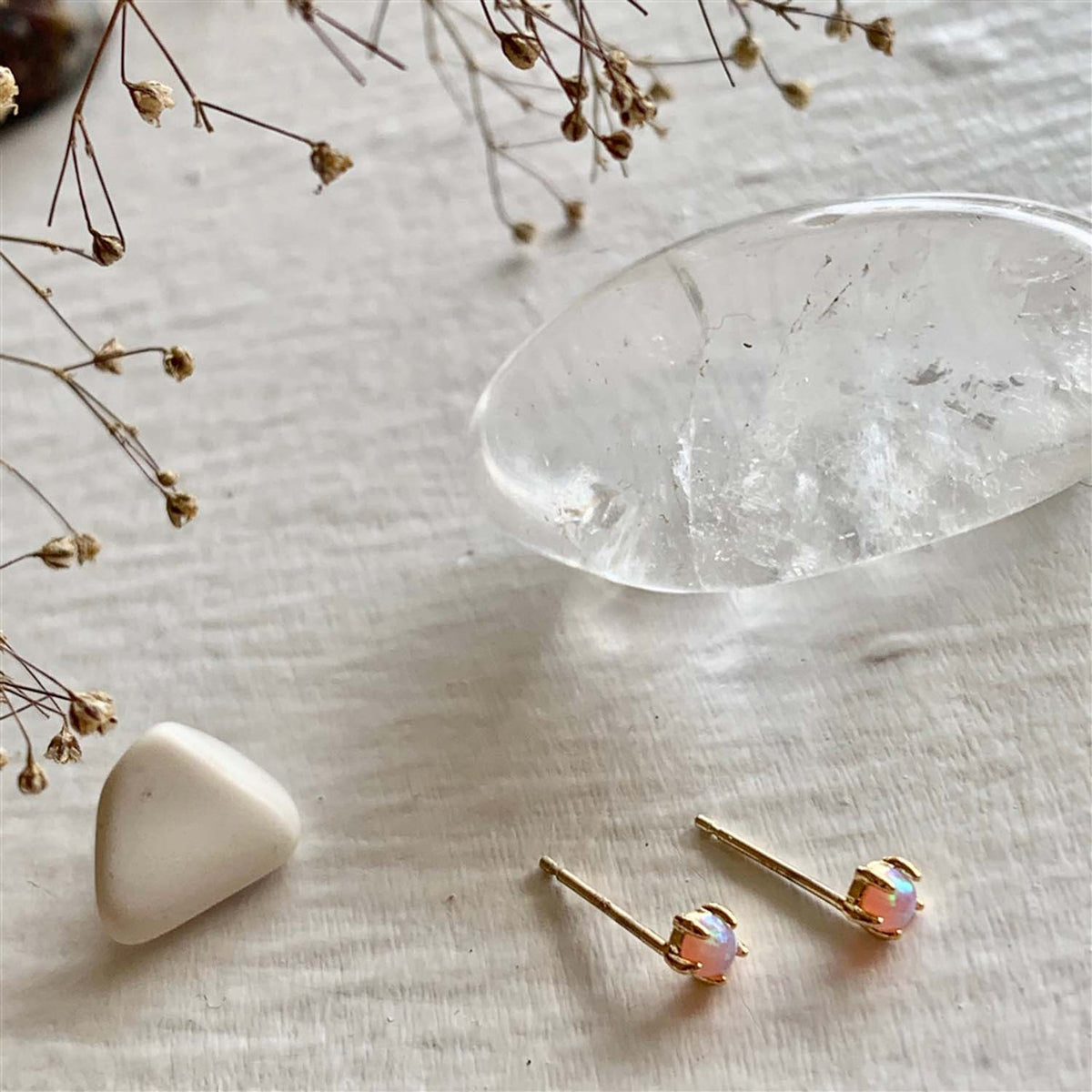 "Tiny Dancer" Fire Opal Stud Earrings in Gold