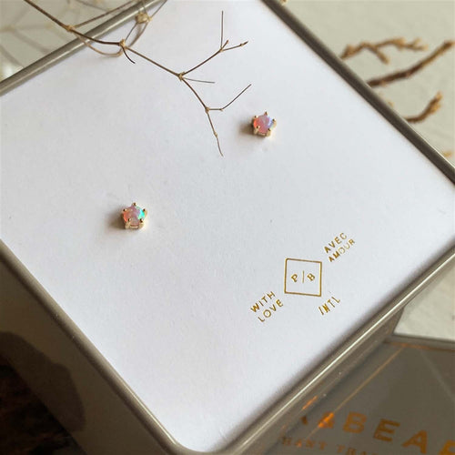 "Tiny Dancer" Fire Opal Stud Earrings in Gold