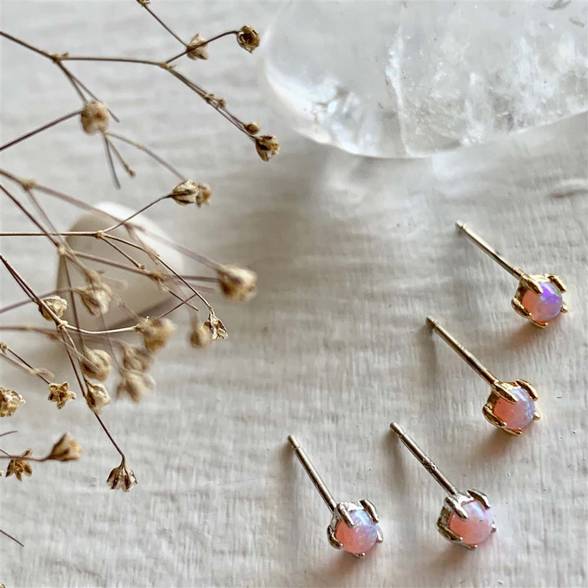 "Tiny Dancer" Fire Opal Stud Earrings in Gold