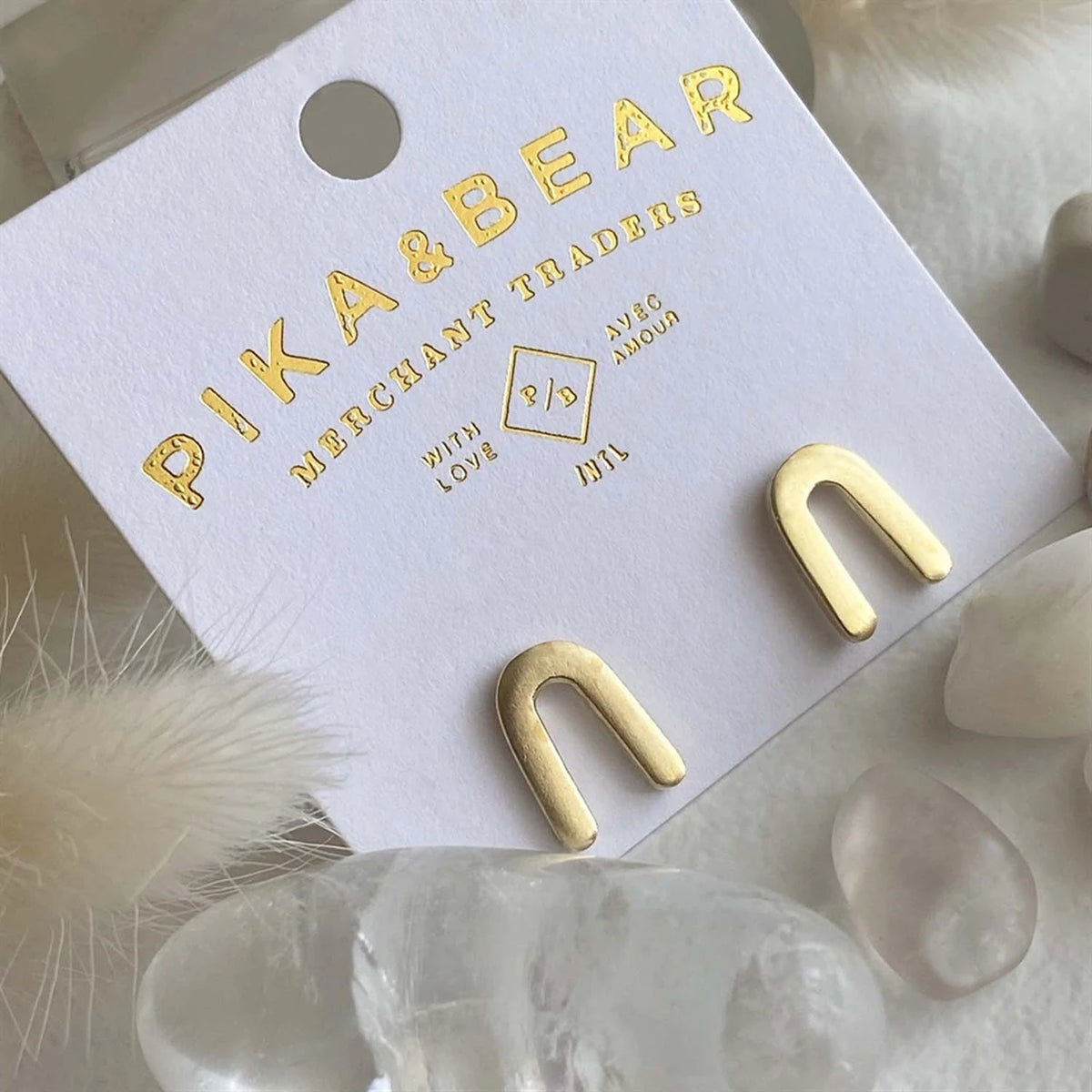 "Eero" Raw Brass Arch Stud Earrings