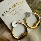 "Luna" Moon Face Hoop Earrings in Gold