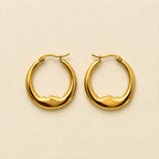 "Luna" Moon Face Hoop Earrings in Gold