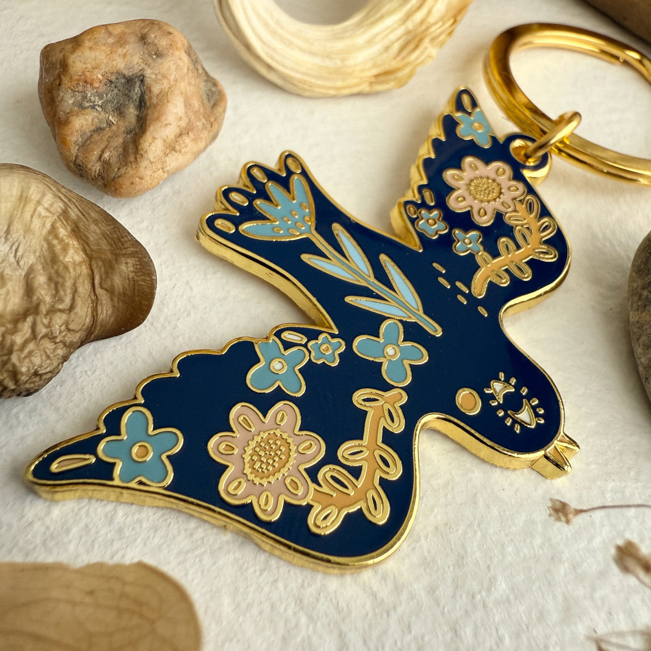 "Freya" Bird Enamel Keychain