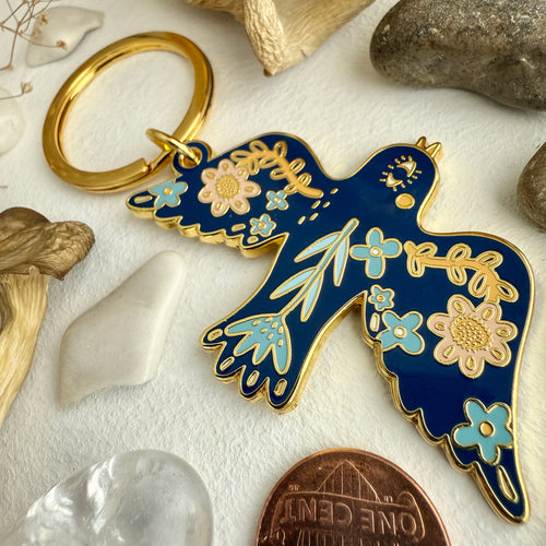 "Freya" Bird Enamel Keychain