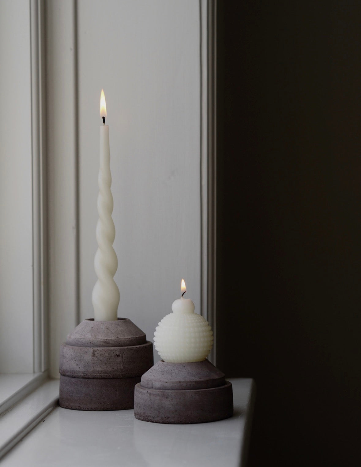 Hoff Raw Grey Terracotta Candle Holder