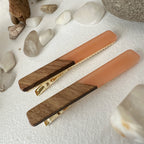 "Simone" Wood & Acetate Duckbill Hair Clips