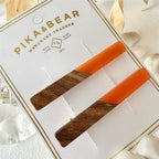 "Simone" Wood & Acetate Duckbill Hair Clips