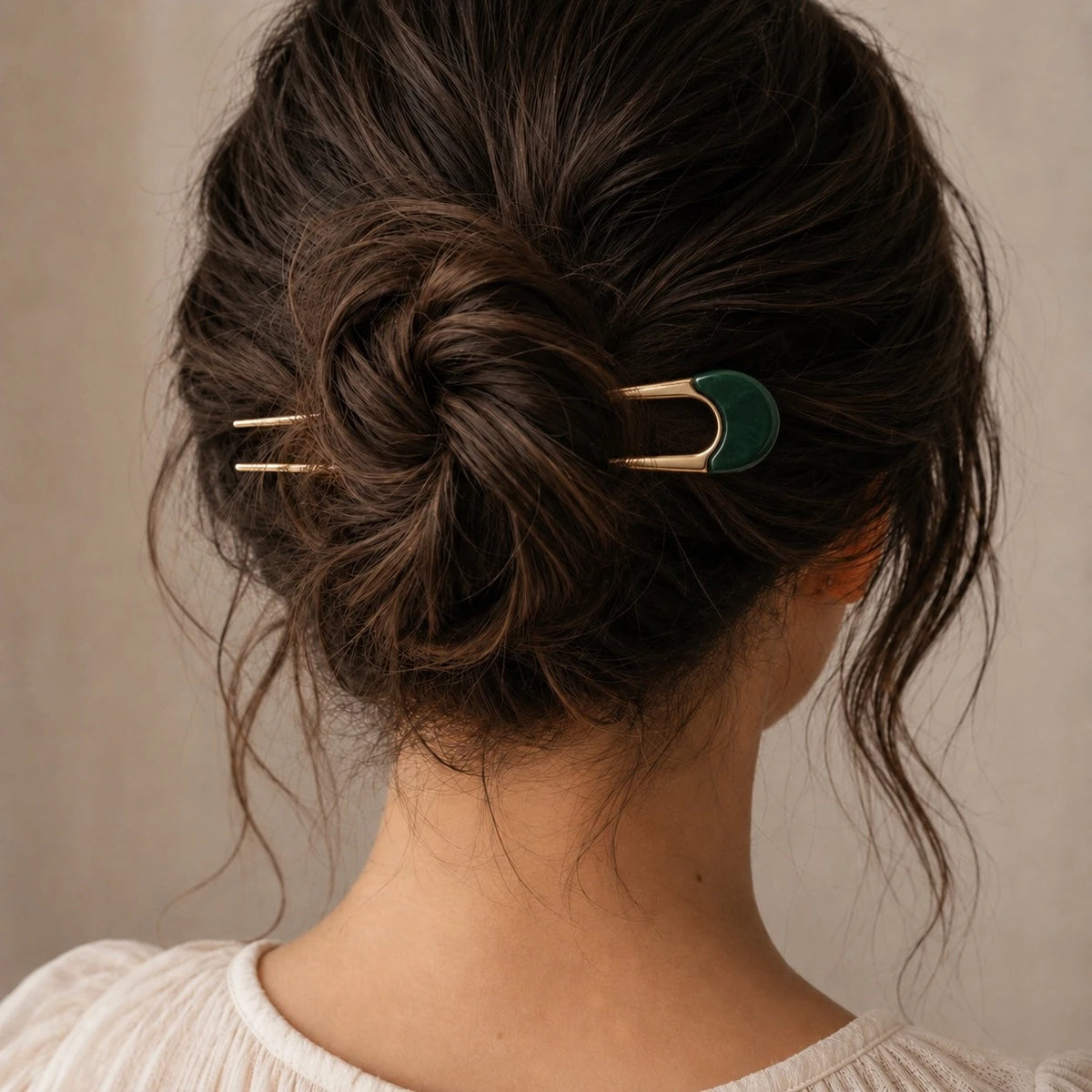 "Claudette" Metal & Acrylic French Hair Pin
