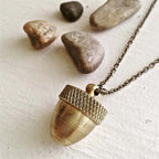 "Cache" Brass Acorn Canister Pendant Necklace