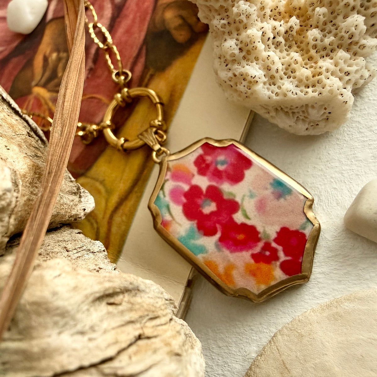 "Allerton" Floral Cold Porcelain Charm Necklace