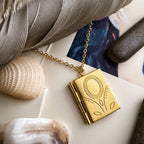 "Bronte" Vintage Book Locket Charm Necklace in Raw Brass