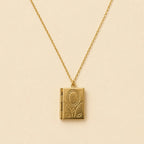 "Bronte" Vintage Book Locket Charm Necklace in Raw Brass