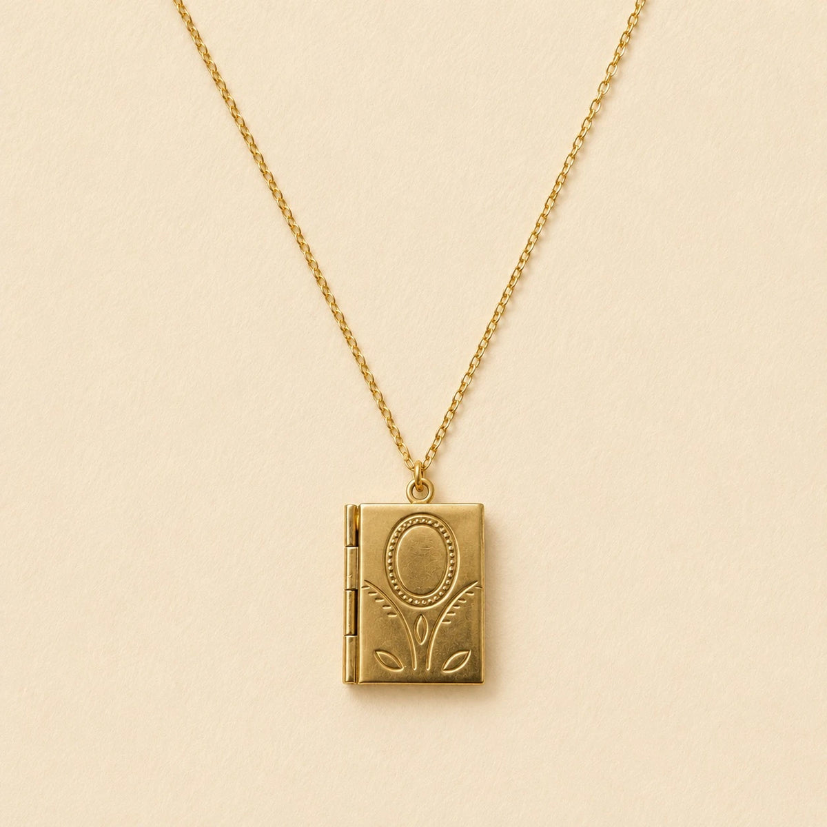 "Bronte" Vintage Book Locket Charm Necklace in Raw Brass
