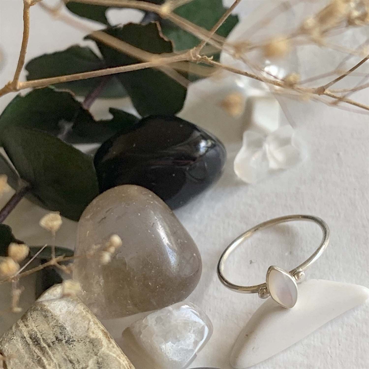 "Palawan" Mother of Pearl Ring Set in Sterling Silver