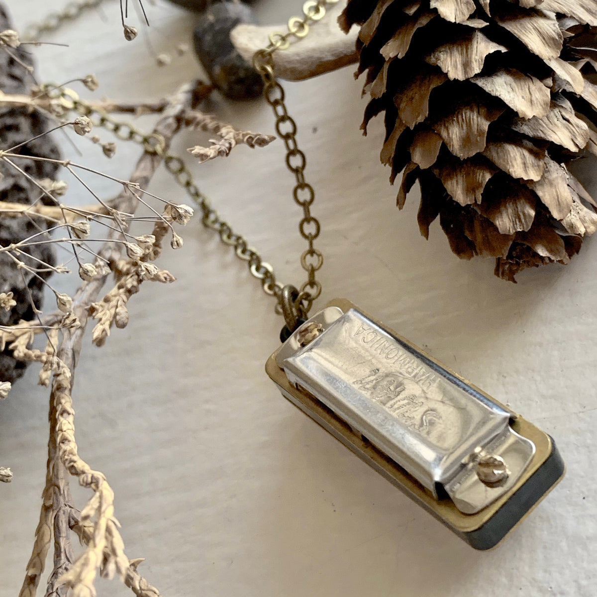 "The Key of C" Harmonica Charm Necklace