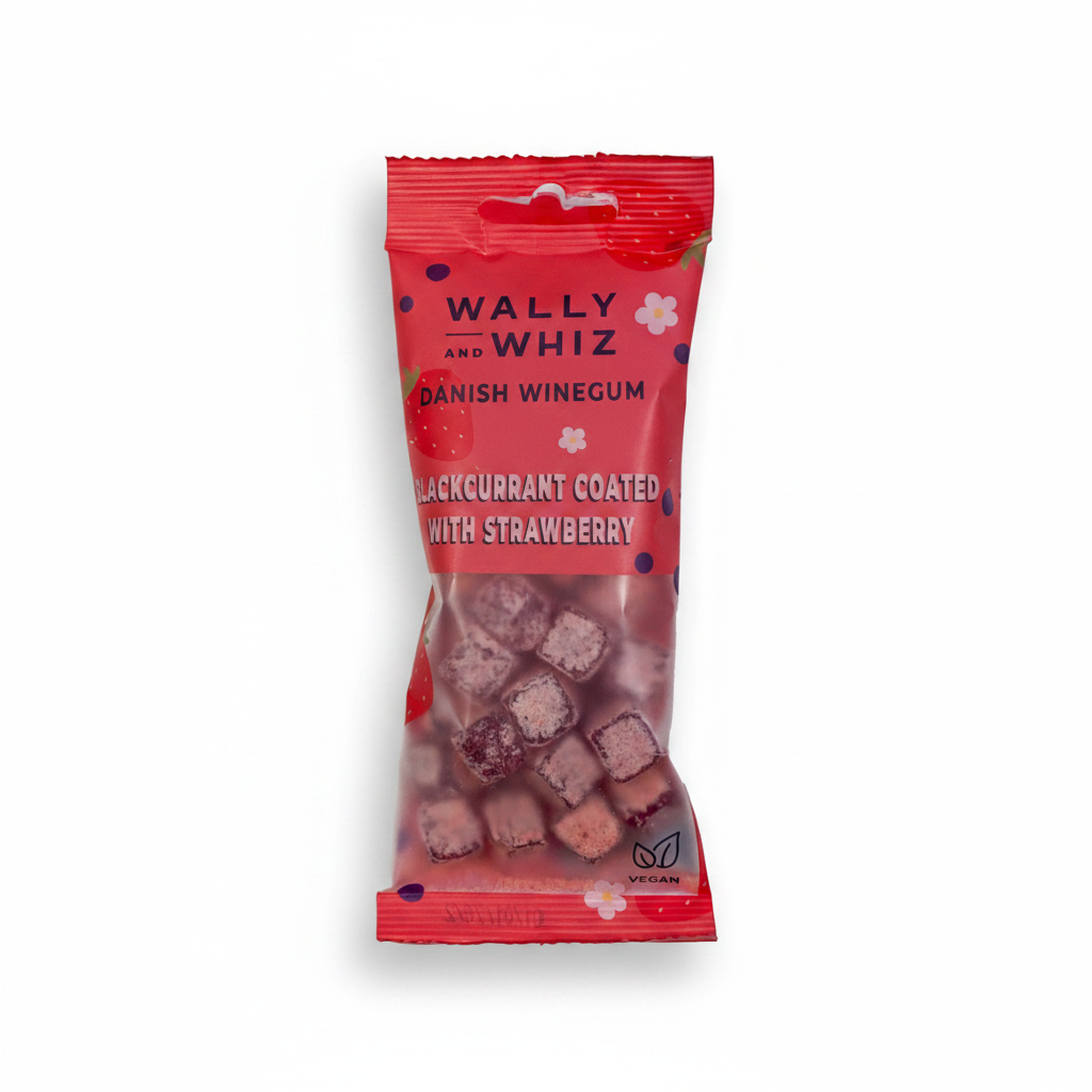 Blackcurrant Winegum Coated with Strawberry