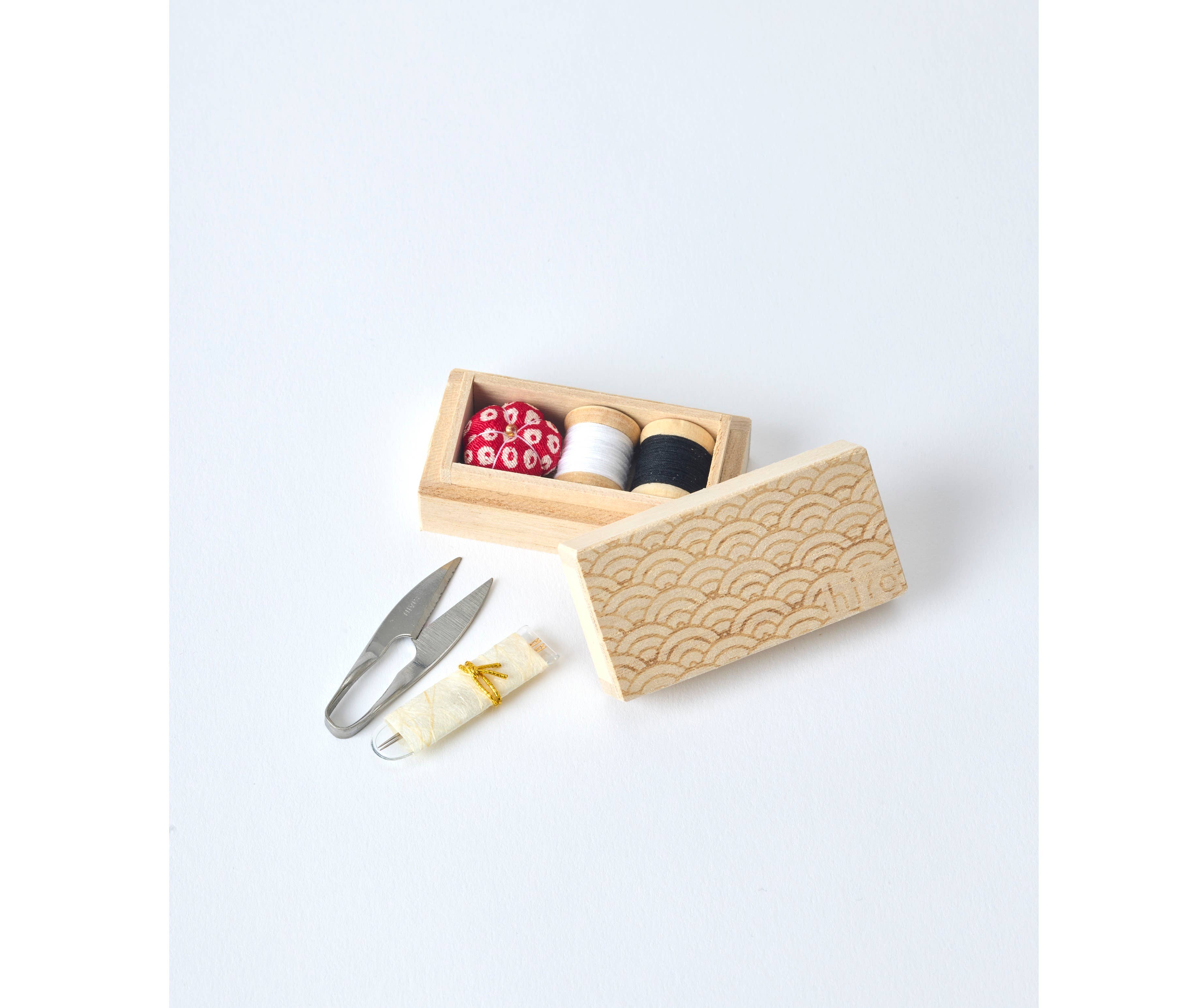 Sewing Box - Carved Seigaiha (Wave)