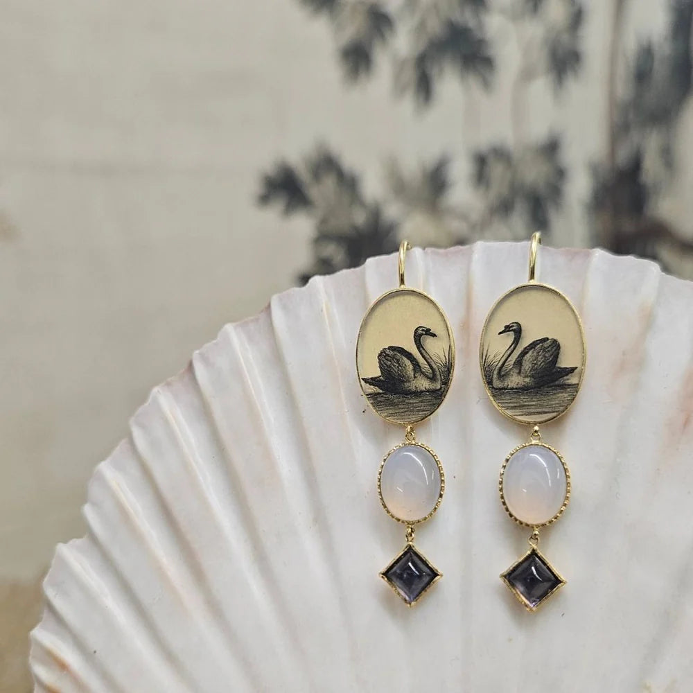 Short Drop Earrings - The Swan