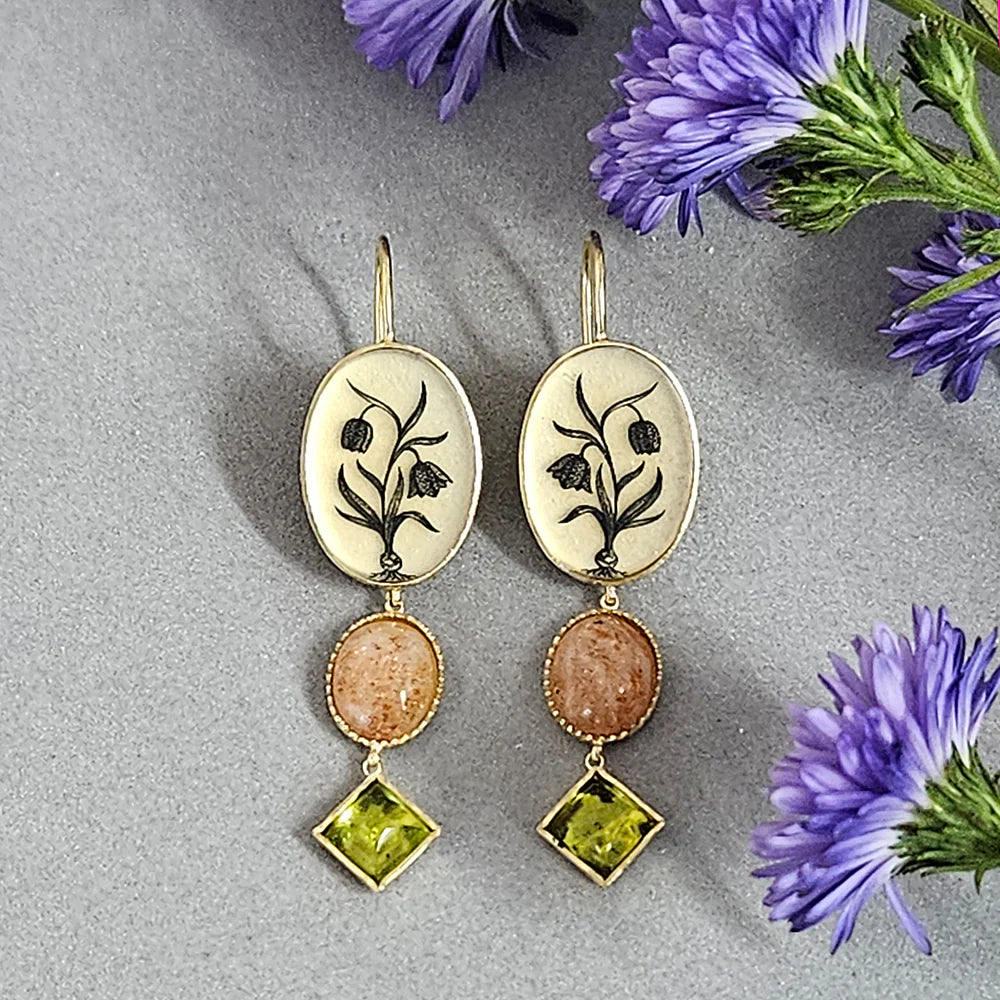 Short Drop Earrings - Tulips